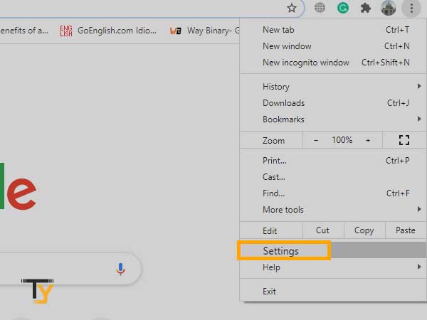 Go to Chrome Setting