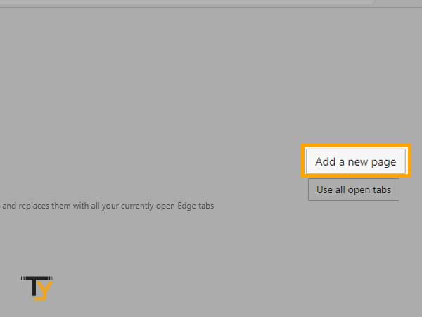  Click on ‘Add a new page in microsoft edge