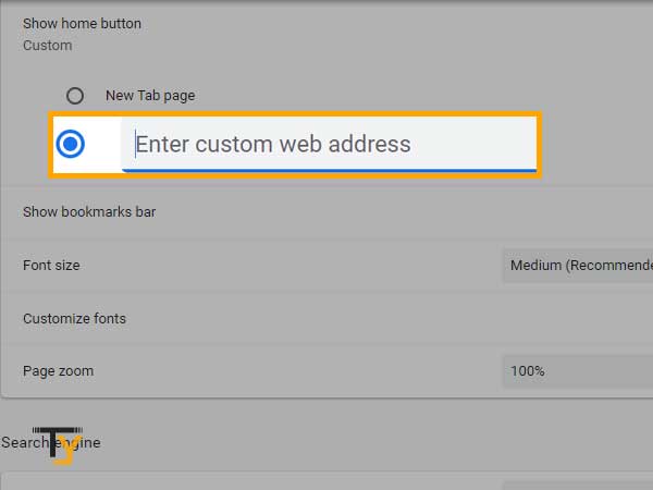 Enter custom web address in Chrome