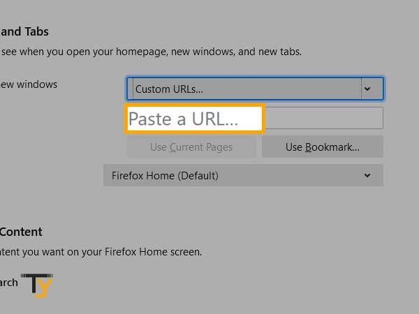 Paste a URL’ text field, enter the Yahoo address in mozilla firefox