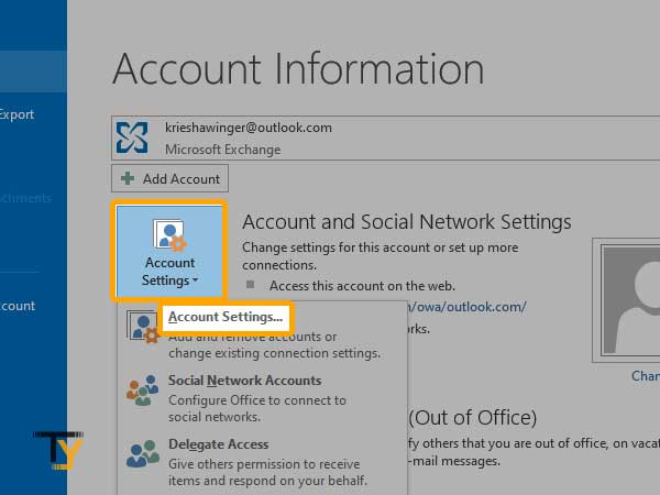 Account Information Outlook Account