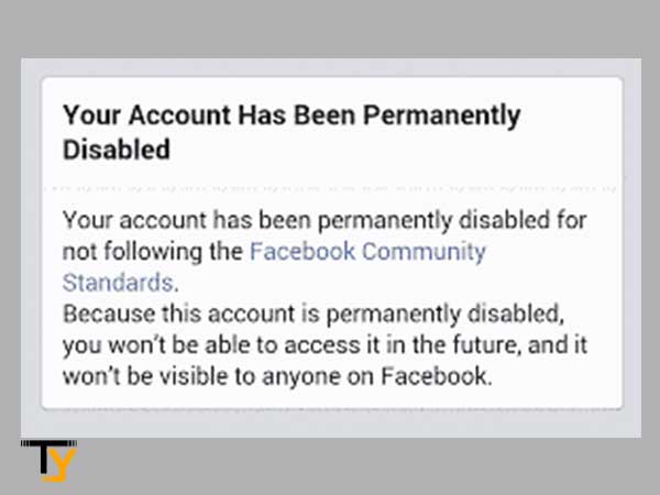 facebook account has been permanently disabled