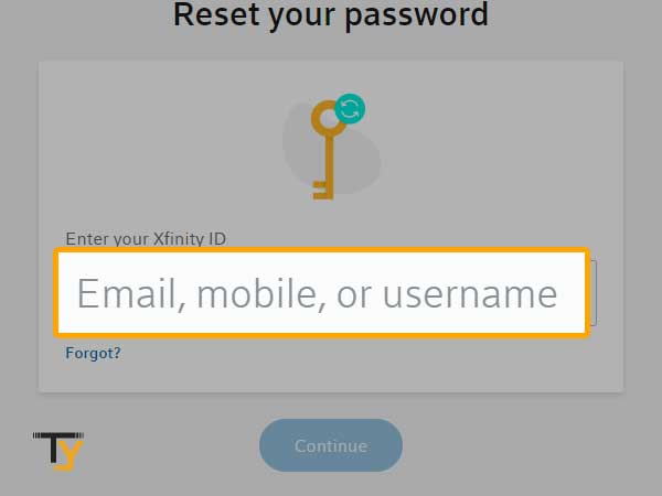 Comcast email, username, or mobile number