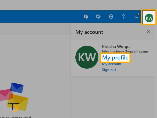 My profile in outlook