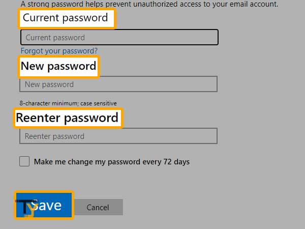 Create new password in outlook mail