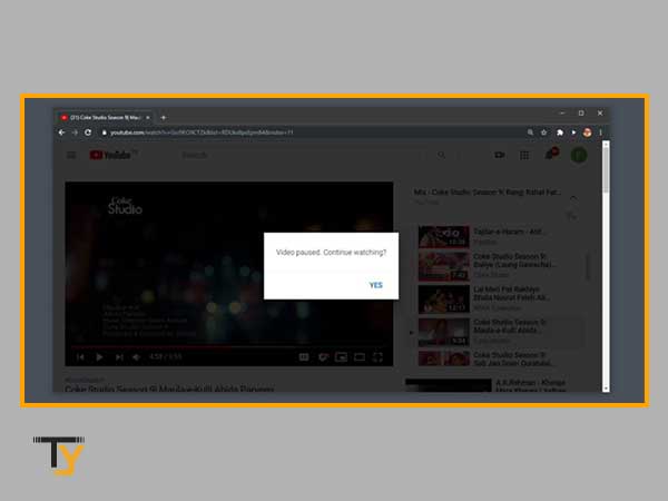 video paused continue watching
