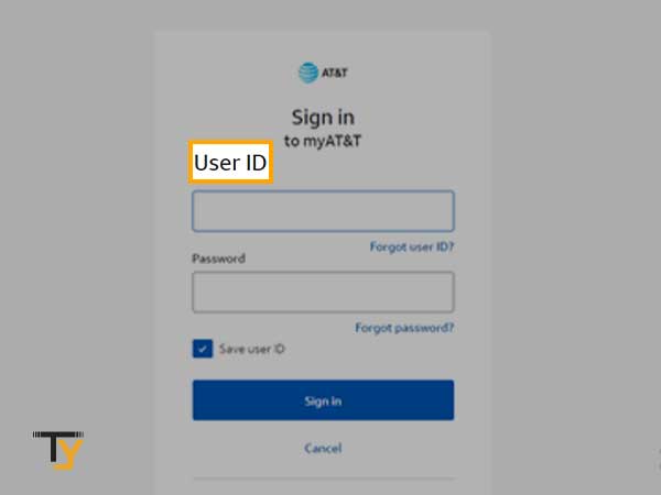 Enter the User ID of your AT&T account