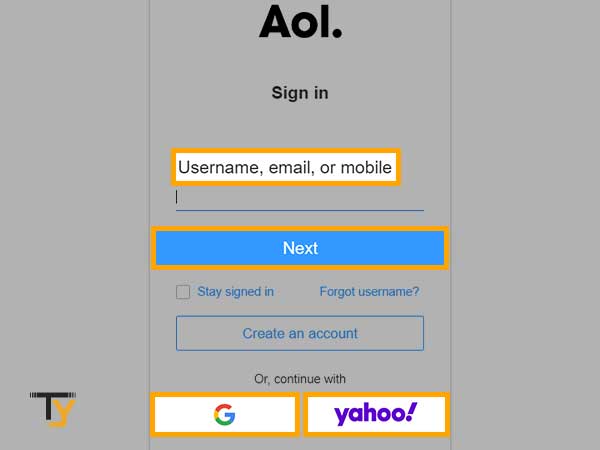  username, email or mobile