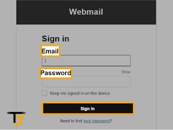 GoDaddy webmail login page