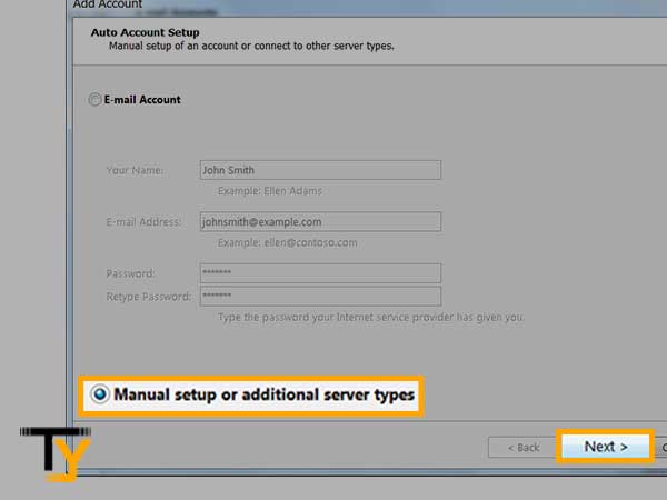 Choose “Manual setup or additional server types” and hit the ‘Next’ button