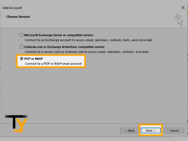 Select the POP3 and IMAP account settings option