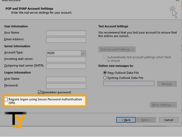 Require logon by using Secure Password Authentication