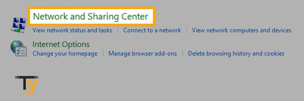 Click on Network and Sharing Center