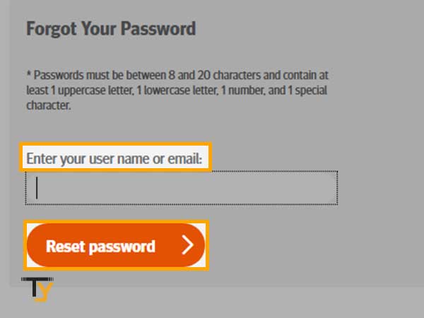 click on Reset Password