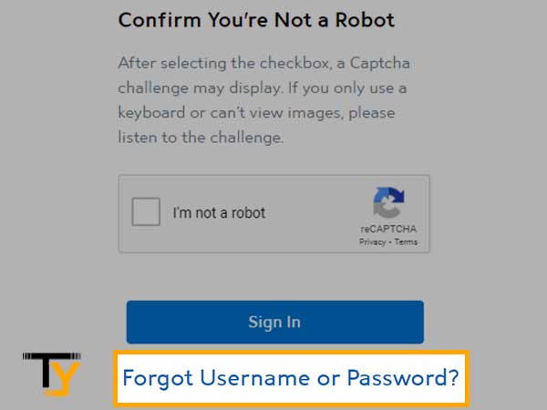 Click on the ‘Forgot Username or Password’ link