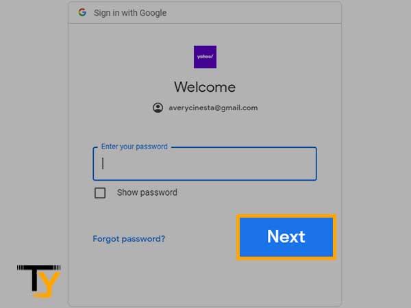 Enter your “Google account Password” and click on “Next”
