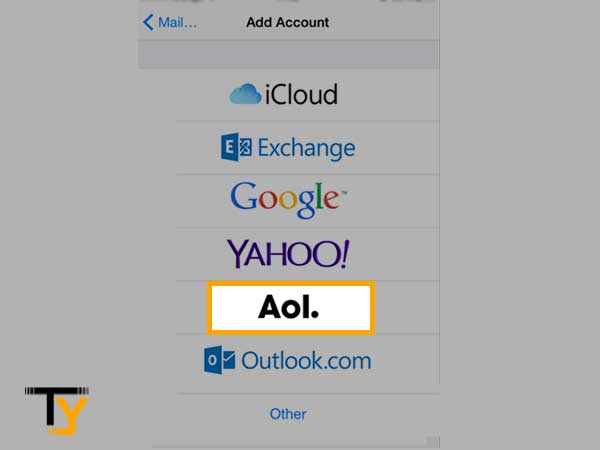 Select “AOL” as your email provider from the list