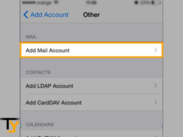 Tap on “Add Mail Account” option