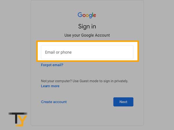 On the Gmail sign-in page, enter your ‘Email Address’ and hit the ‘Next’ button