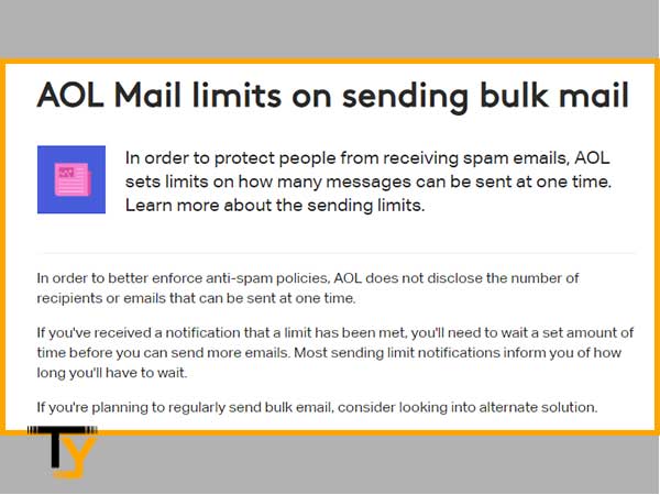 Check AOL emails sending limit
