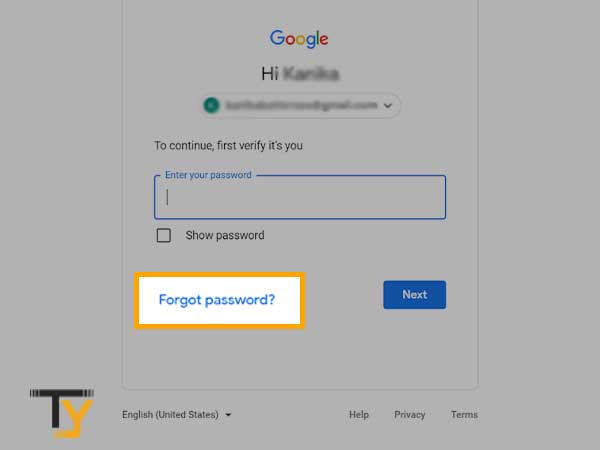 Click on the ‘Forgot Password’ link
