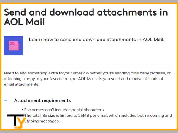 Check the maximum limit to send and download attachments in AOL  Mail