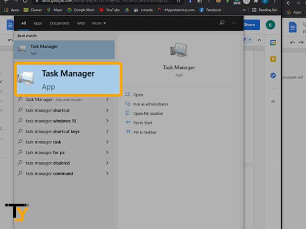 In the search bar, type ‘Task Manager’ and select the same from the result