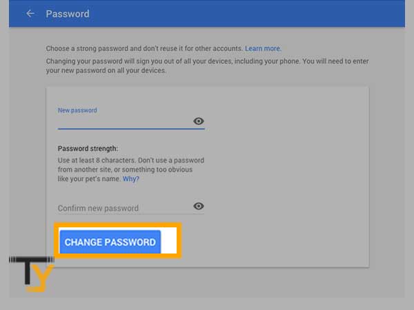 Click on the ‘Change Password’ button