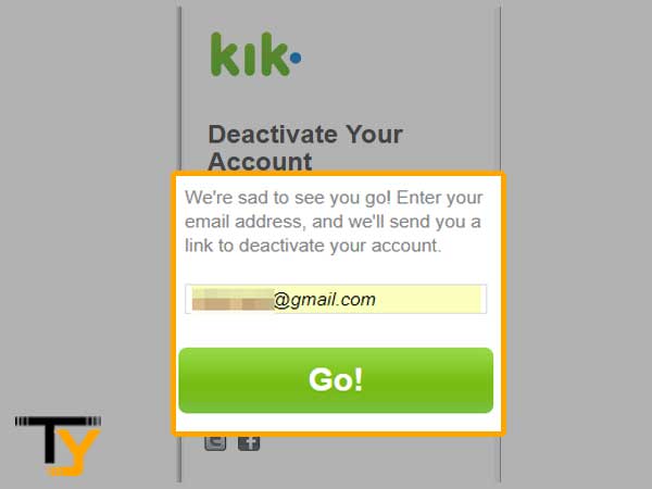 Fill in the ‘Email Address’ for account deletion