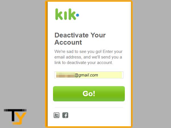 Go to ‘Kik Deactivation Website'