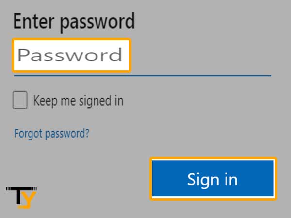 Enter the ‘Password’ of your Hotmail account and click on the ‘Sign in’ button