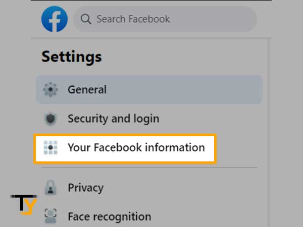 Click on the ‘Your Facebook Information’ option