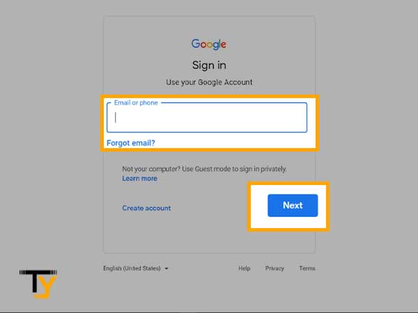 Go to Gmail sign in page and enter the ‘Email address’ followed by clicking the ‘Next’ button