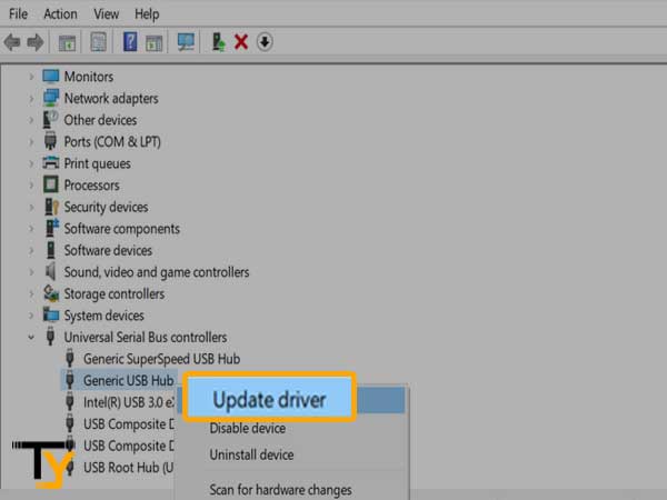 Click on the ‘Update Driver’ option