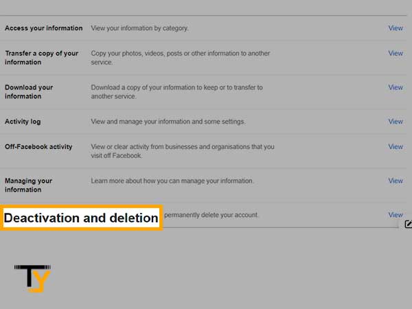 Click on the ‘Deactivation and Deletion’ option