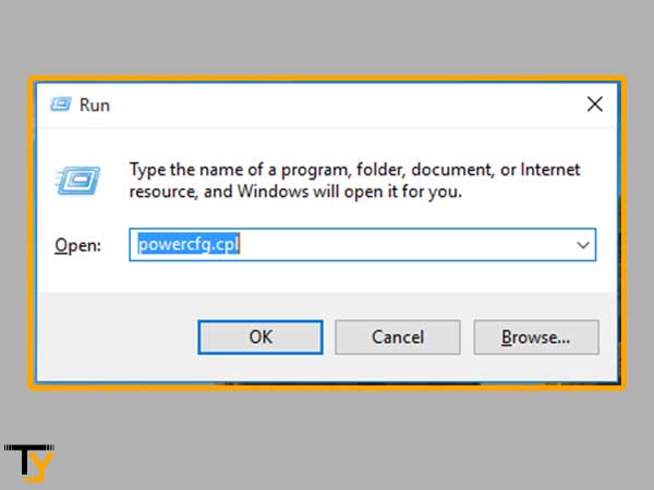 In Windows utility box, type “Powercfg.cpl” and hit the ‘Enter’ button