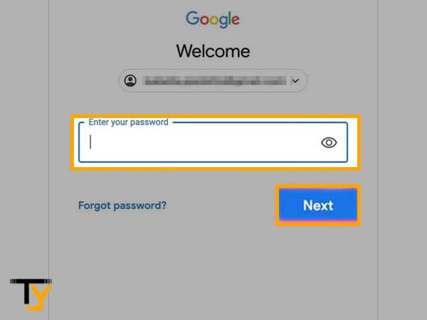 Enter your ‘Gmail account Password’ and click on the ‘Next’ button