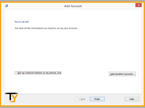 Click on the ‘Finish’ button to use your Gmail account in MS Outlook