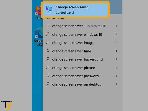 In Windows Search box, type ‘Change Screen Saver’ and click on the ‘Change Screen Saver-Control Panel App’ to open