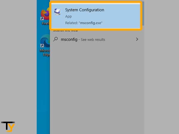 In the Windows Search box, type “msconfig” and select the ‘System Configuration’ option