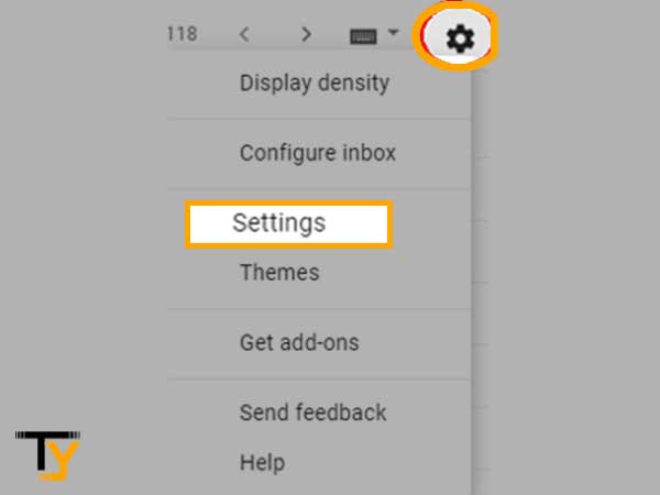 Click on the ‘Gear-like icon’ from the top-right corner of your Gmail account