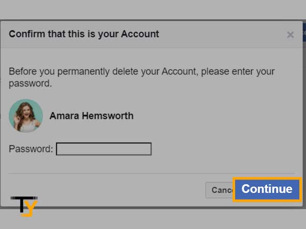 Enter your ‘Password’ and click on ‘Continue'