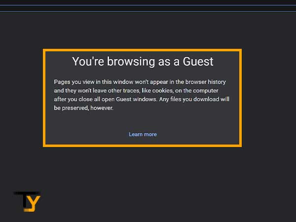 Log in to your account in the Guest Window