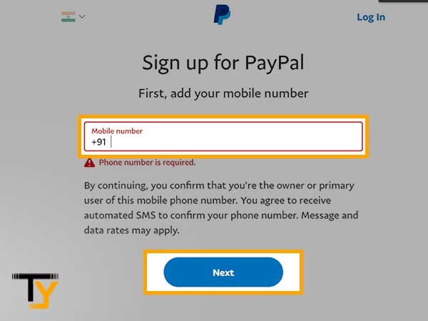 Enter your ‘Mobile Number’ and click on ‘Next'