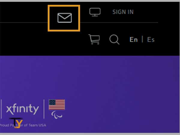 On the ‘Xfinity website’ click on the ‘Email Icon’