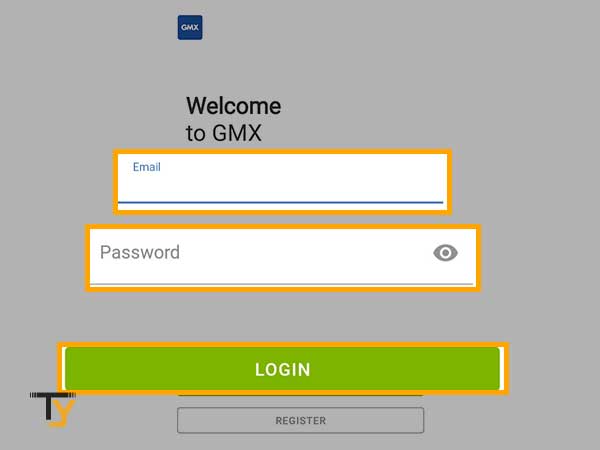 Tap on the GMX email app icon to open it then, enter your ‘GMX Email Address and Password’ followed by tapping the ‘Login’ button