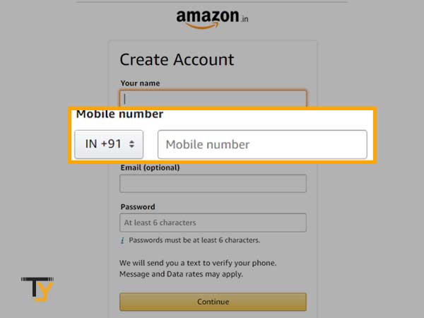 Enter your ‘Phone Number’ which you want to create the account