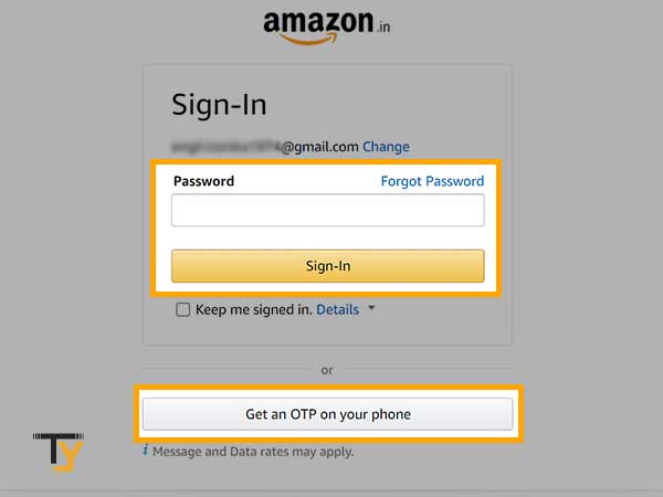 Enter the ‘Password’ of your account and click on the ‘Sign in’ button