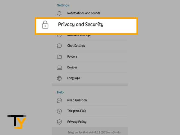 Go to Privacy and Settings for Telegram Self Account Deletion