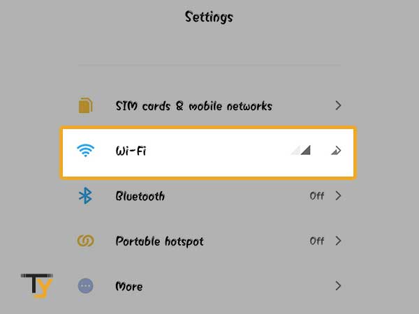 Select the Wi-Fi option from the Settings.